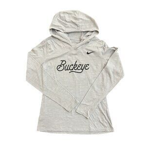 Nike NCAA Ohio St Buckeyes Hooded Long Sleeve Shirt Women’s Size Small Gray